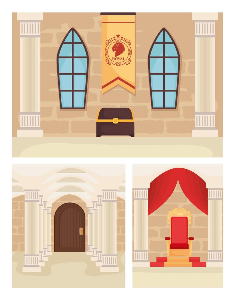 Fairytale castle landscape set vector design