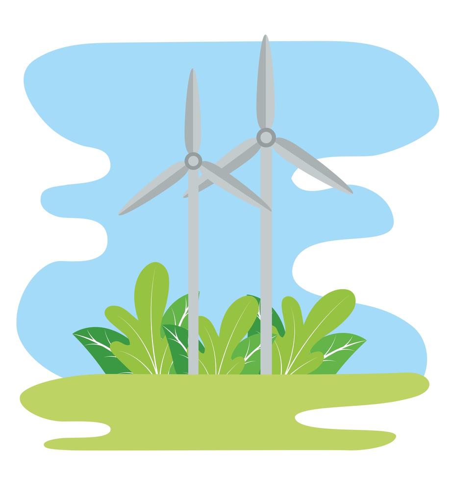 windmill turbines energy alternative icon vector