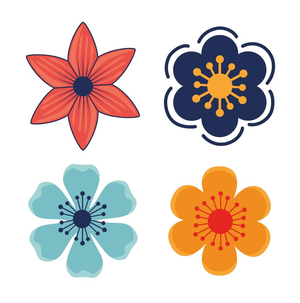 flowers garden plants decoration icons vector