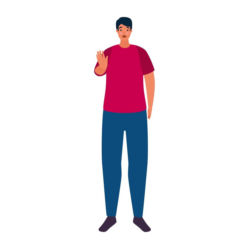 man with hand stoping bullying character vector