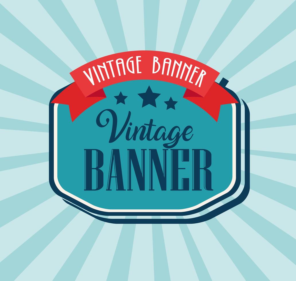 vintage banner with elegant frame and ribbon vector
