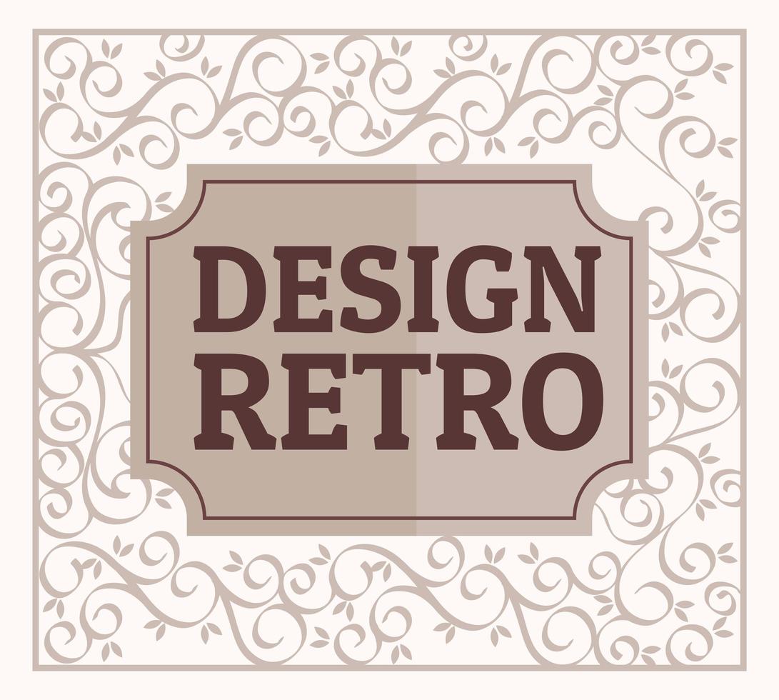 design retro with elegant wooden frame vector