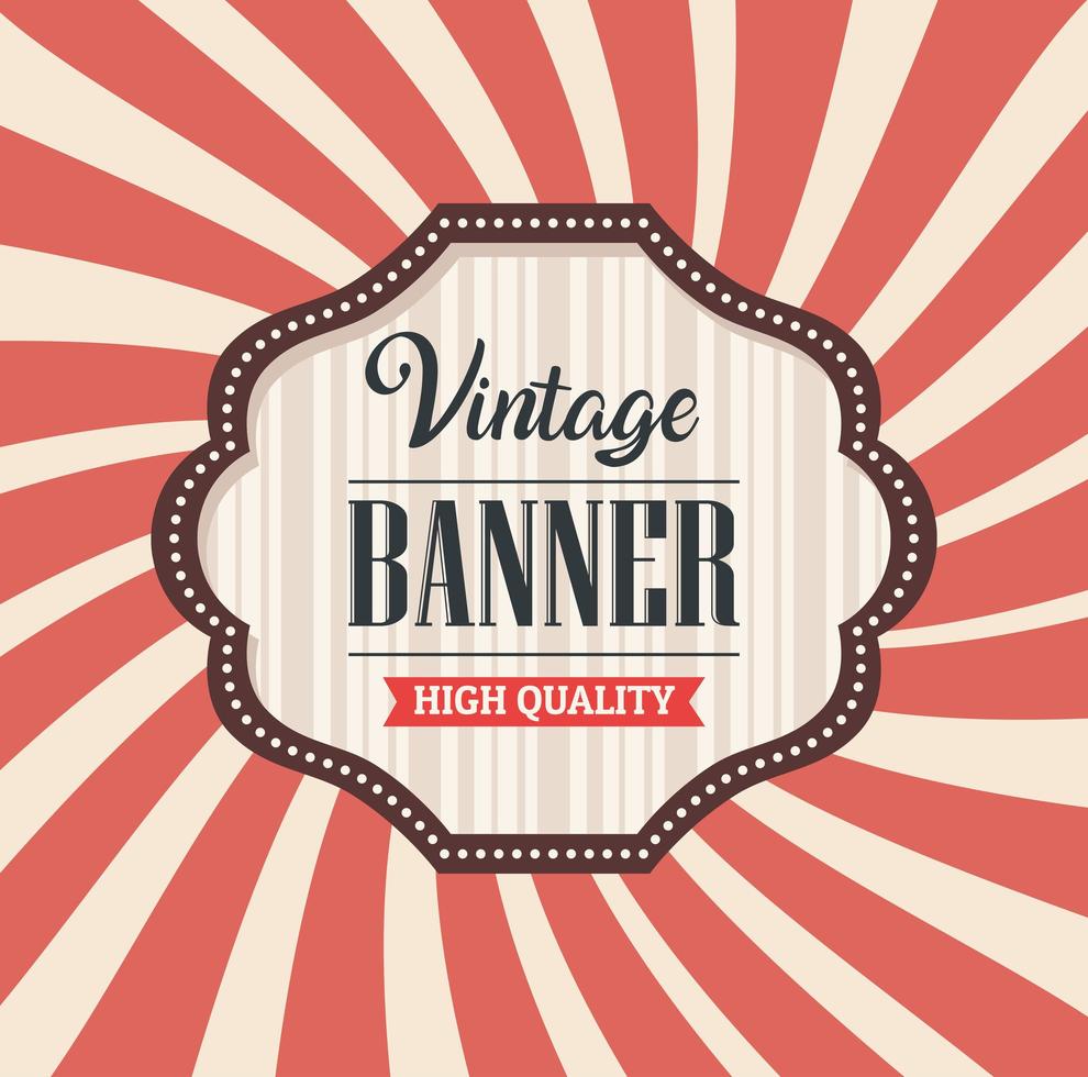 banner vintage con elegante marco de madera vector