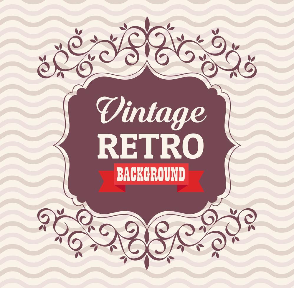 banner retro vintage con elegante marco y cinta vector