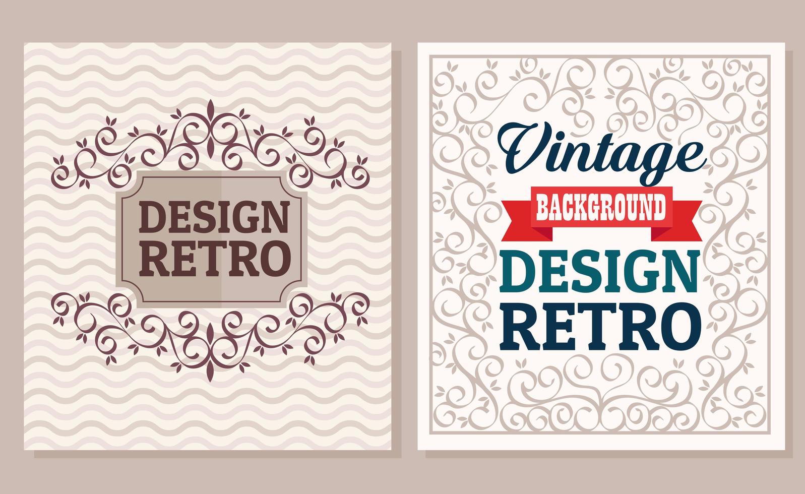 bundle of two vintage banners with frames retro style vector