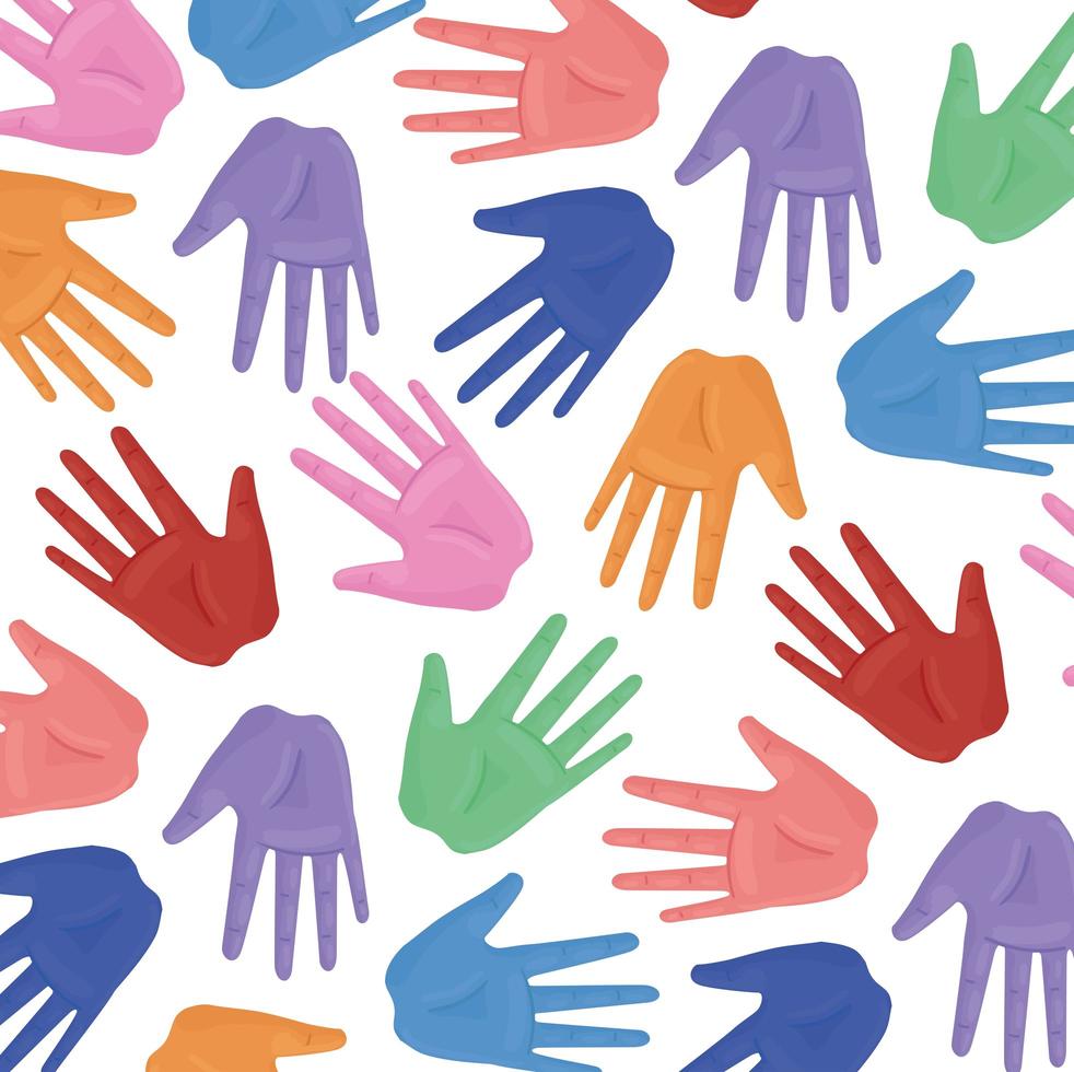 international human rights poster with hands print colors vector