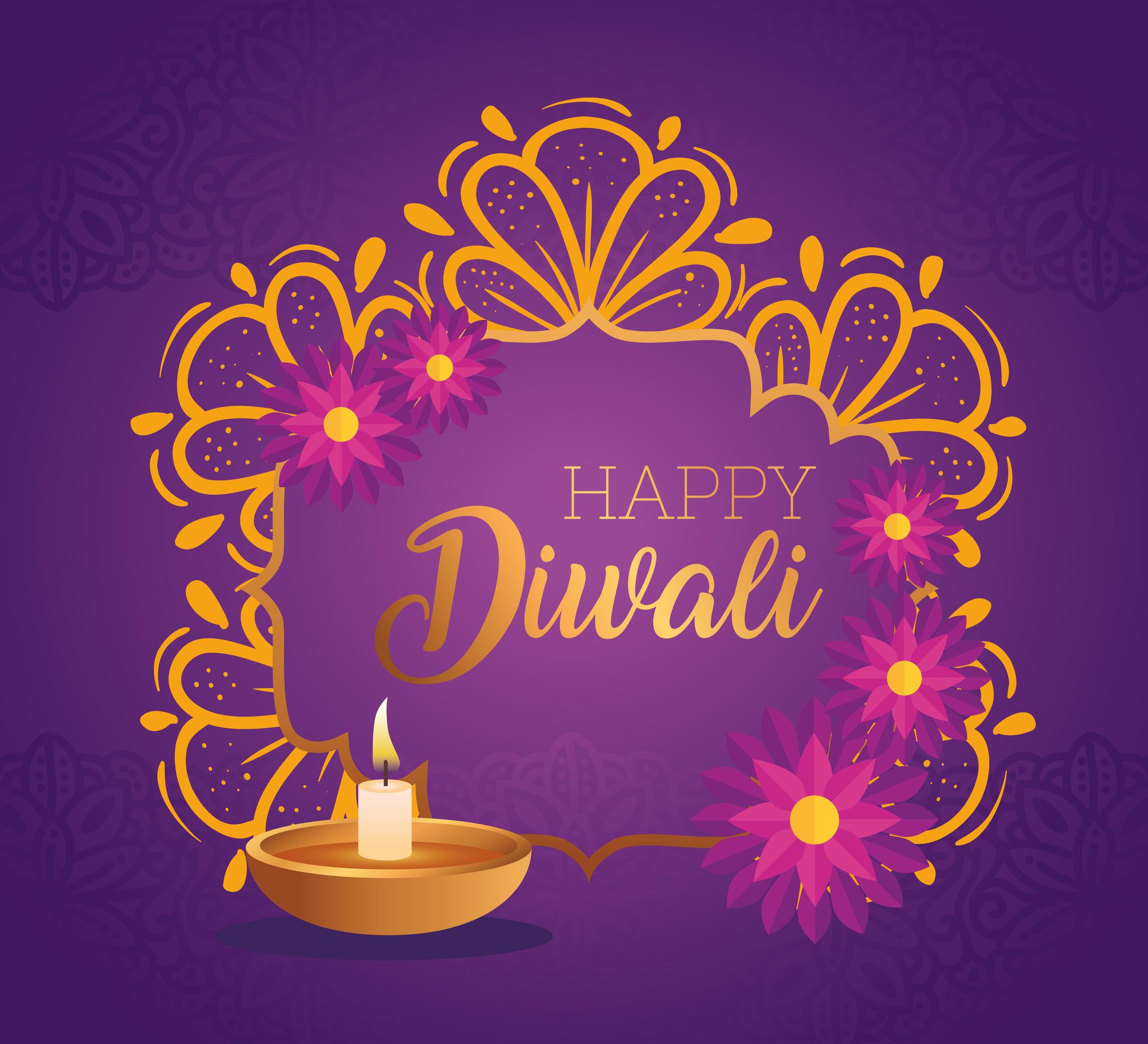 Happy Diwali Diya Candle With Flowers Vector Design 2699922 Vector Art Happy Diwali Diya Candle With Flowers Vector Design 2699922 Vector Art