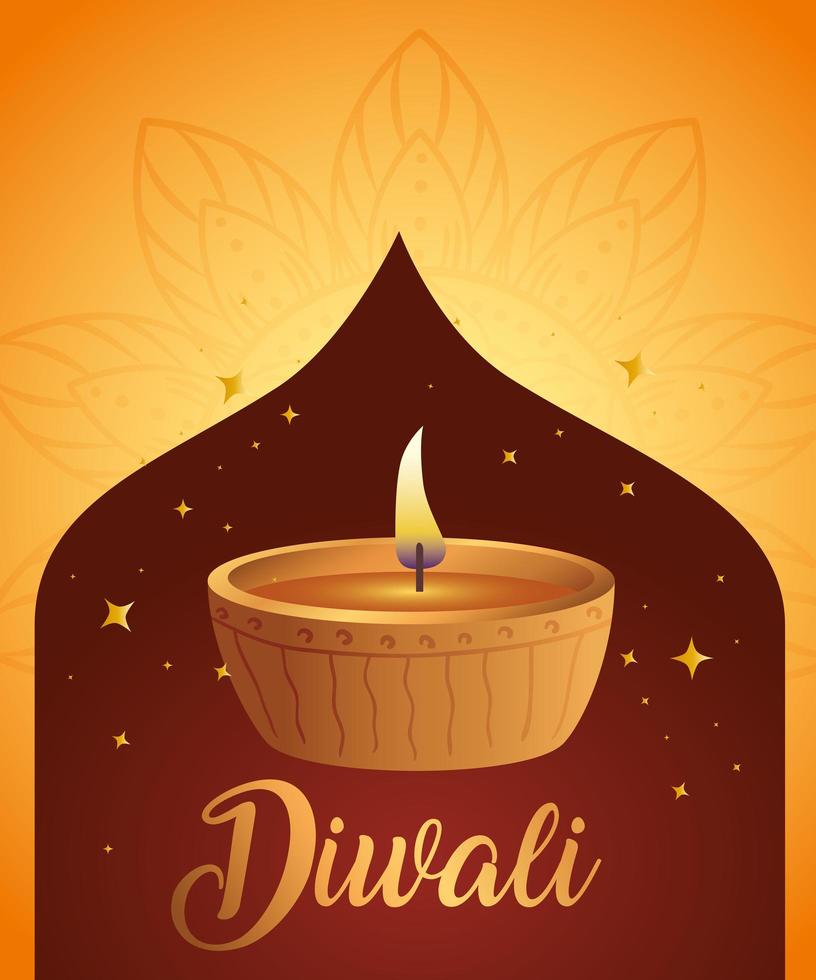 Vela feliz diwali diya en diseño vectorial de marco vector