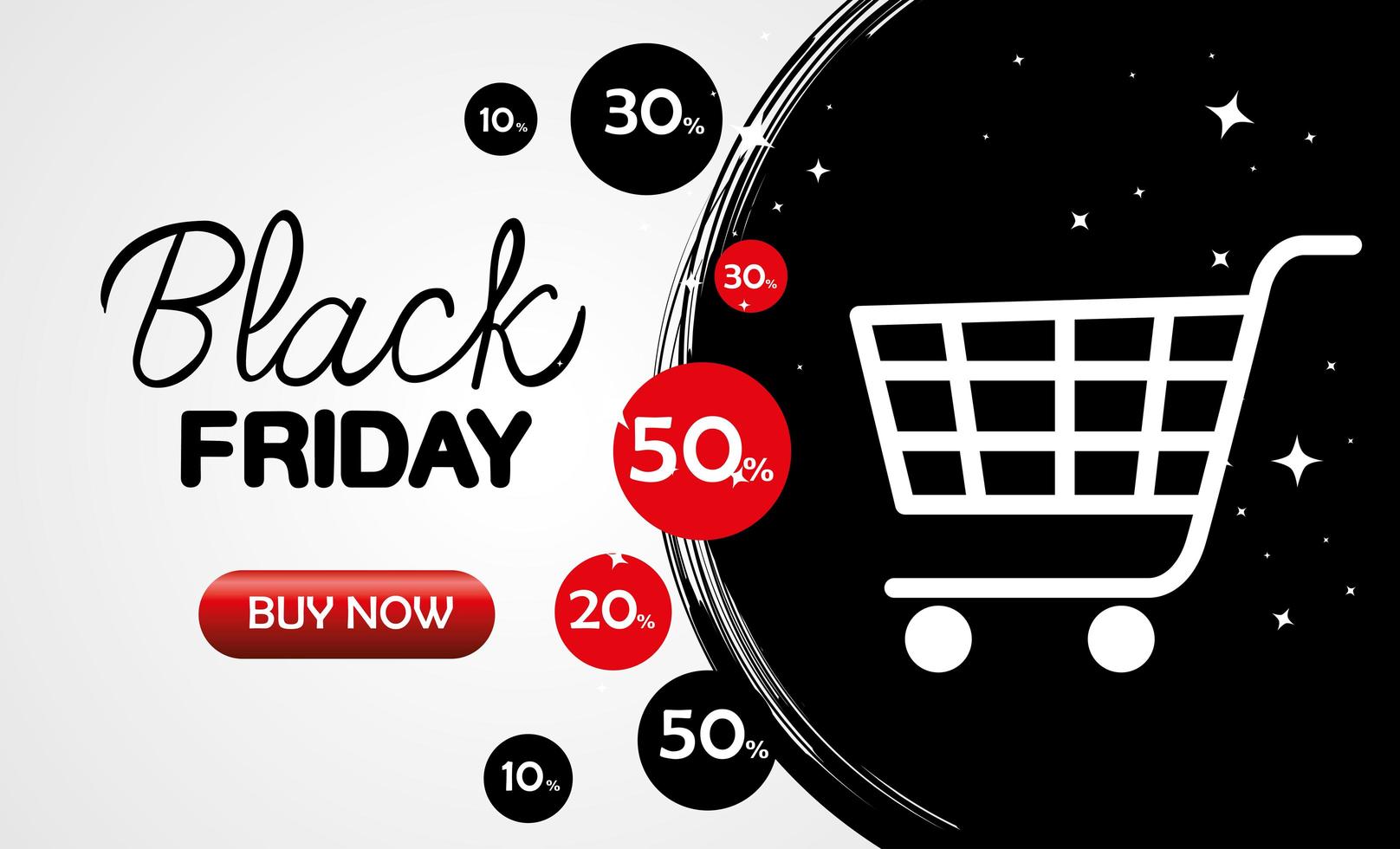 black friday with cart and sale icons vector design