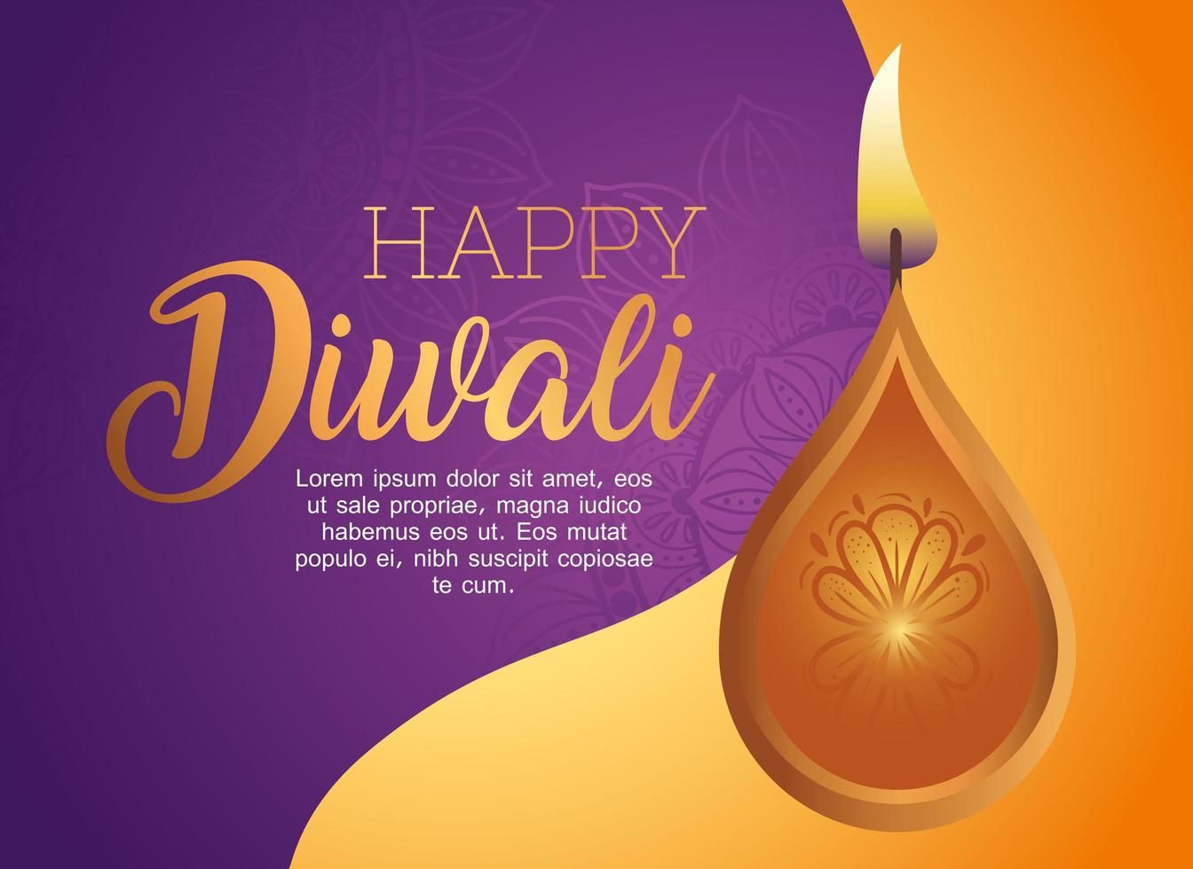 feliz diwali diya vela vector diseño