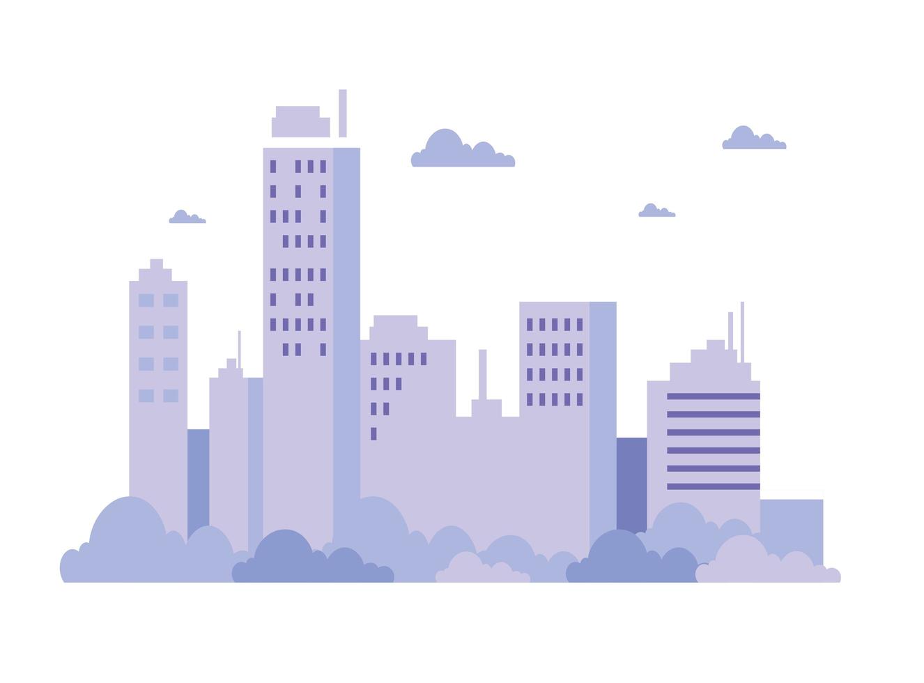 buildings urban scene with clouds vector