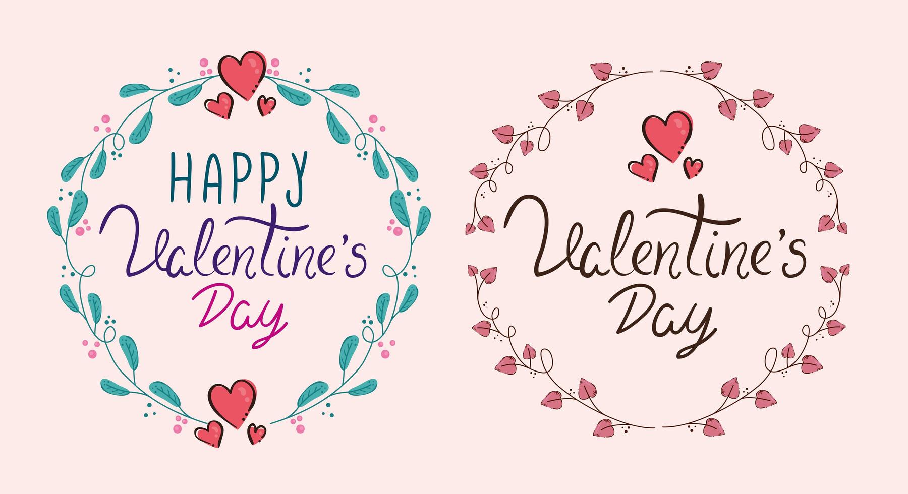 set of happy valentines day cards vector