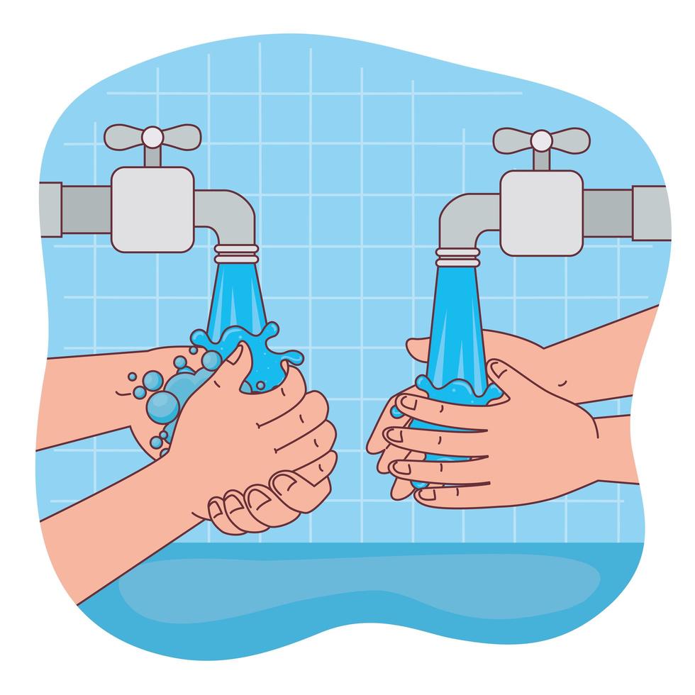 hands washing with water taps vector design