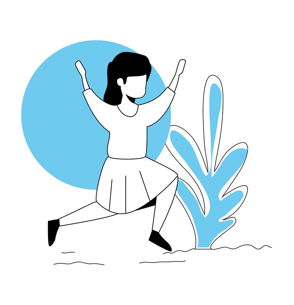 little girl jumping in park landscape vector