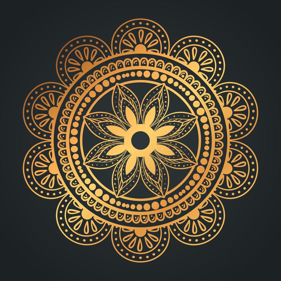 mandala flower shaped gold vector design