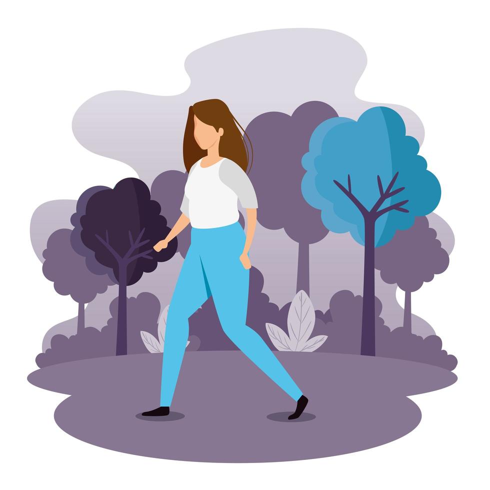 young woman in park landscape vector