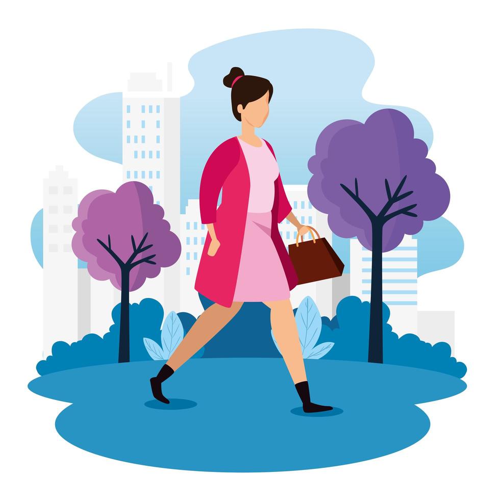 young woman in park landscape vector