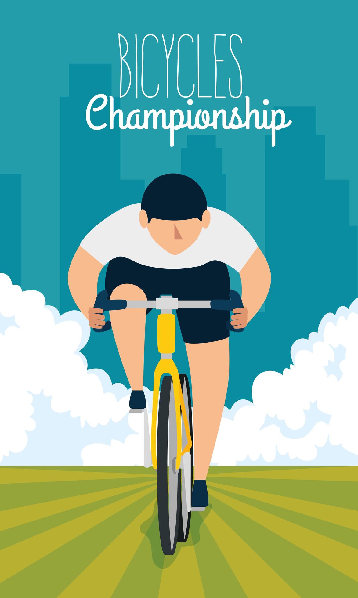 bicycles championship poster with man in bike 2700299 Vector Art at