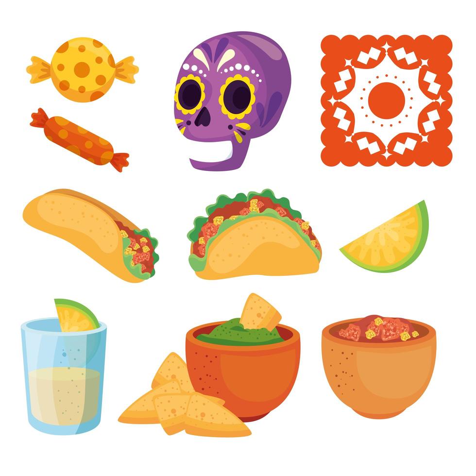 conjunto de iconos tradicionales del cinco de mayo vector