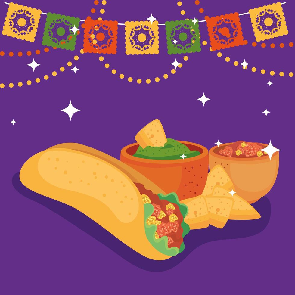 mexican foods traditional icon of cinco de mayo vector
