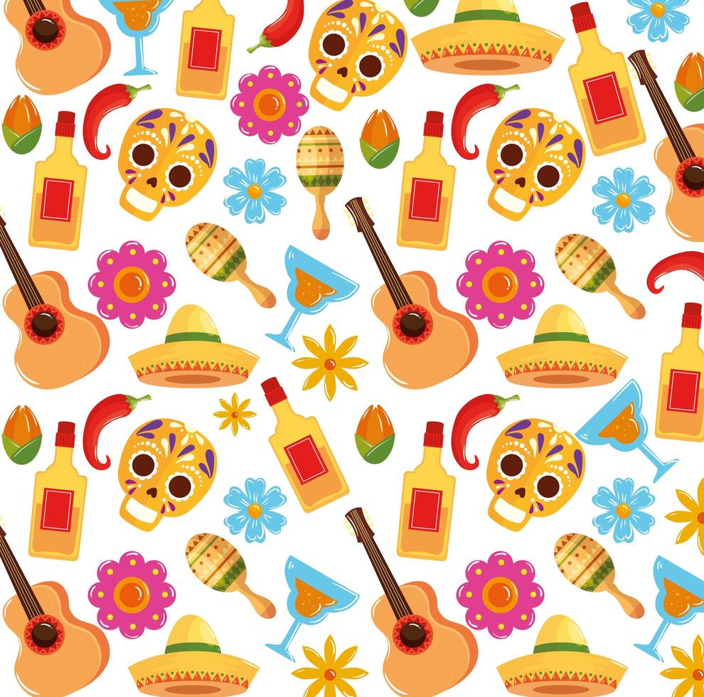 fondo de iconos tradicionales del cinco de mayo vector