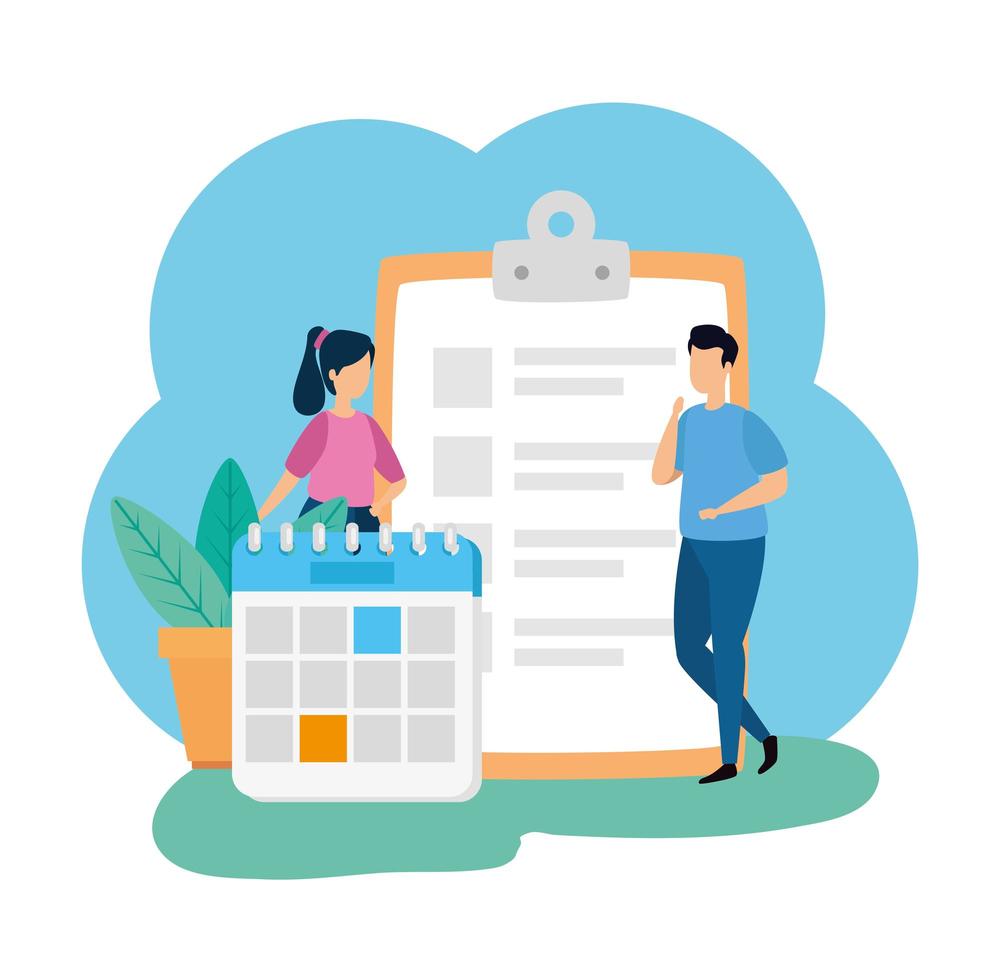 scene of coworking with couple in workplace vector