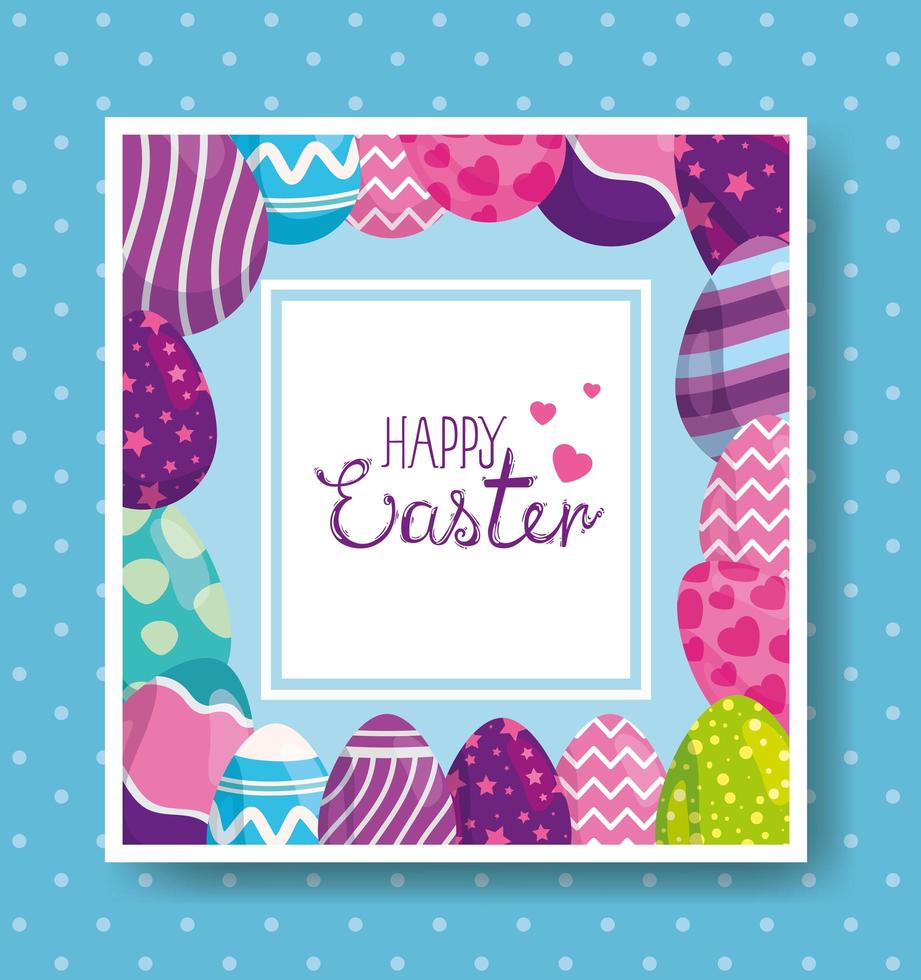 tarjeta de pascua feliz con huevos decorados vector
