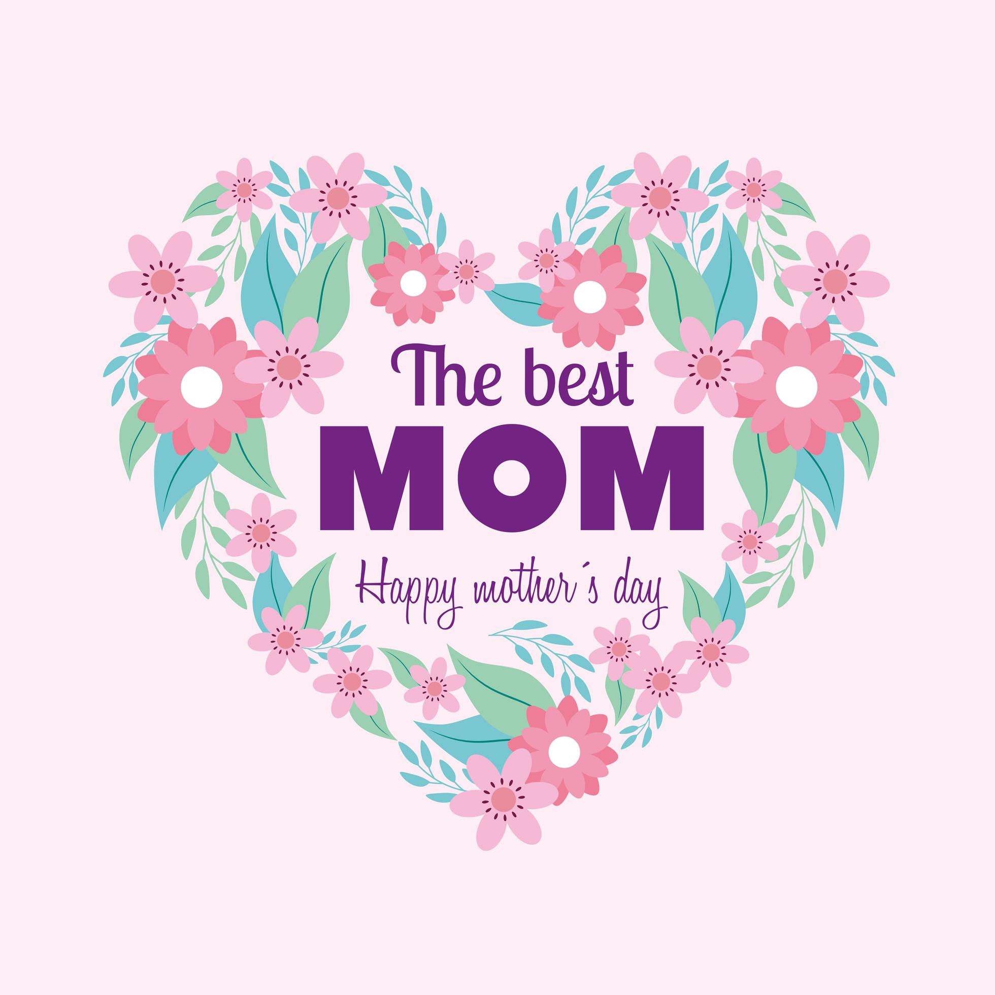 happy mother day card with heart and flowers decoration 2700431 Vector ...
