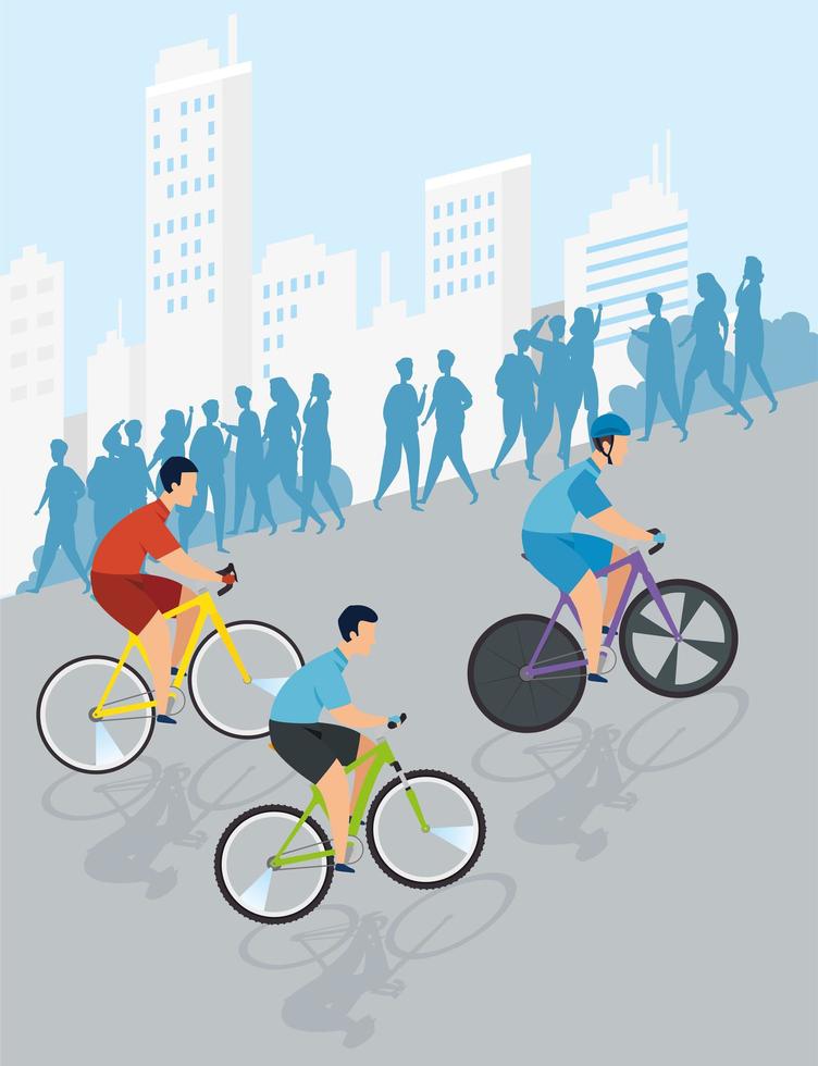 group of cyclists in championship vector
