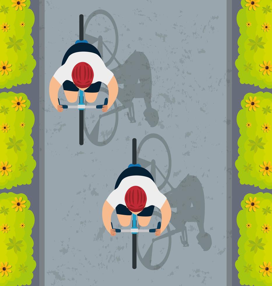 view aerial of group cyclists in championship vector