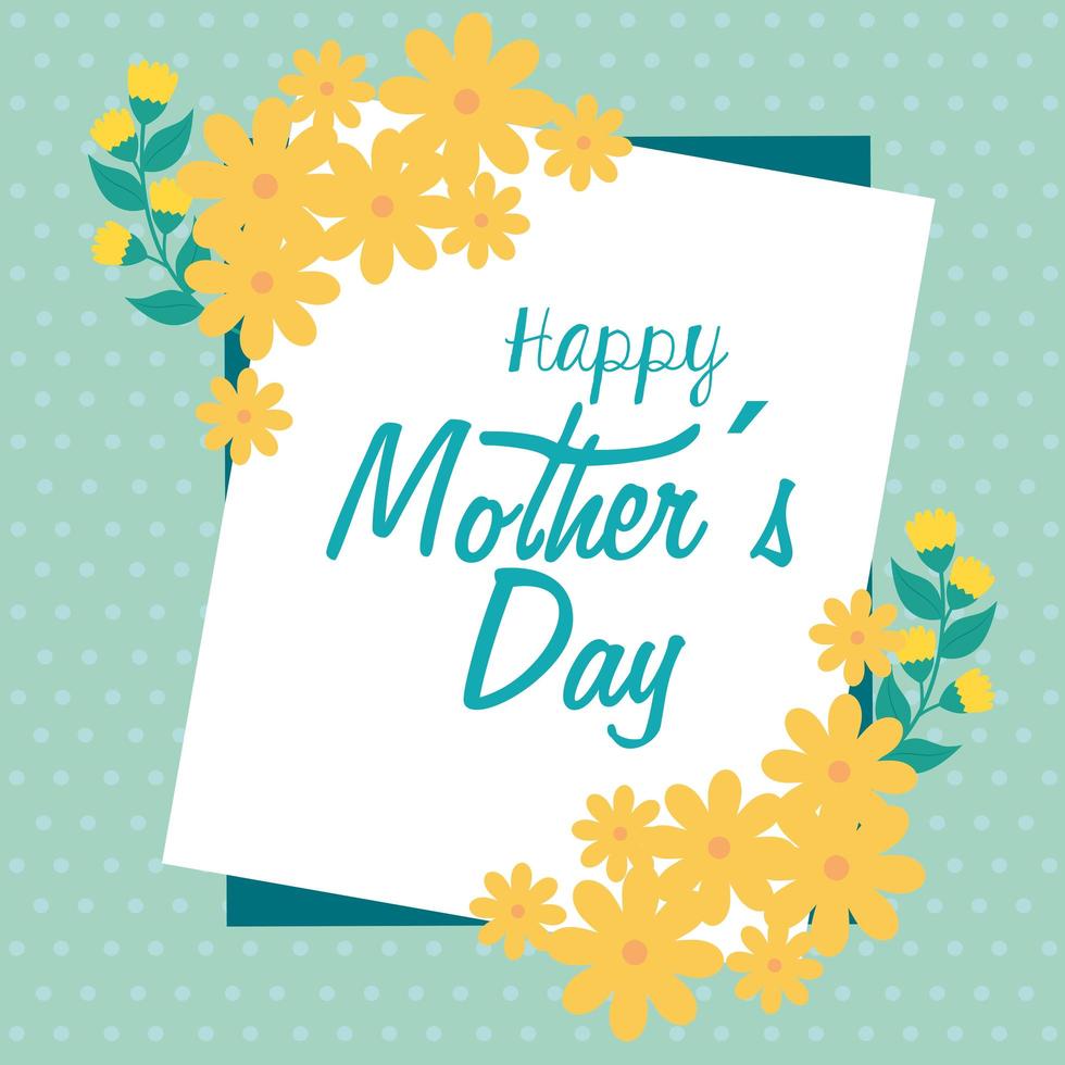 happy mother day card with cute flowers decoration vector