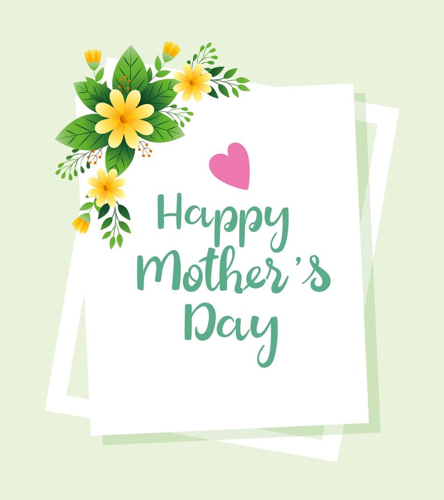 happy mother day card with cute flowers decoration vector