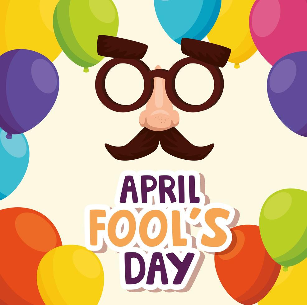 april fools day with crazy mask and decoration vector