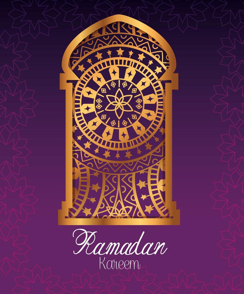 ramadan kareem poster with frame arch vector