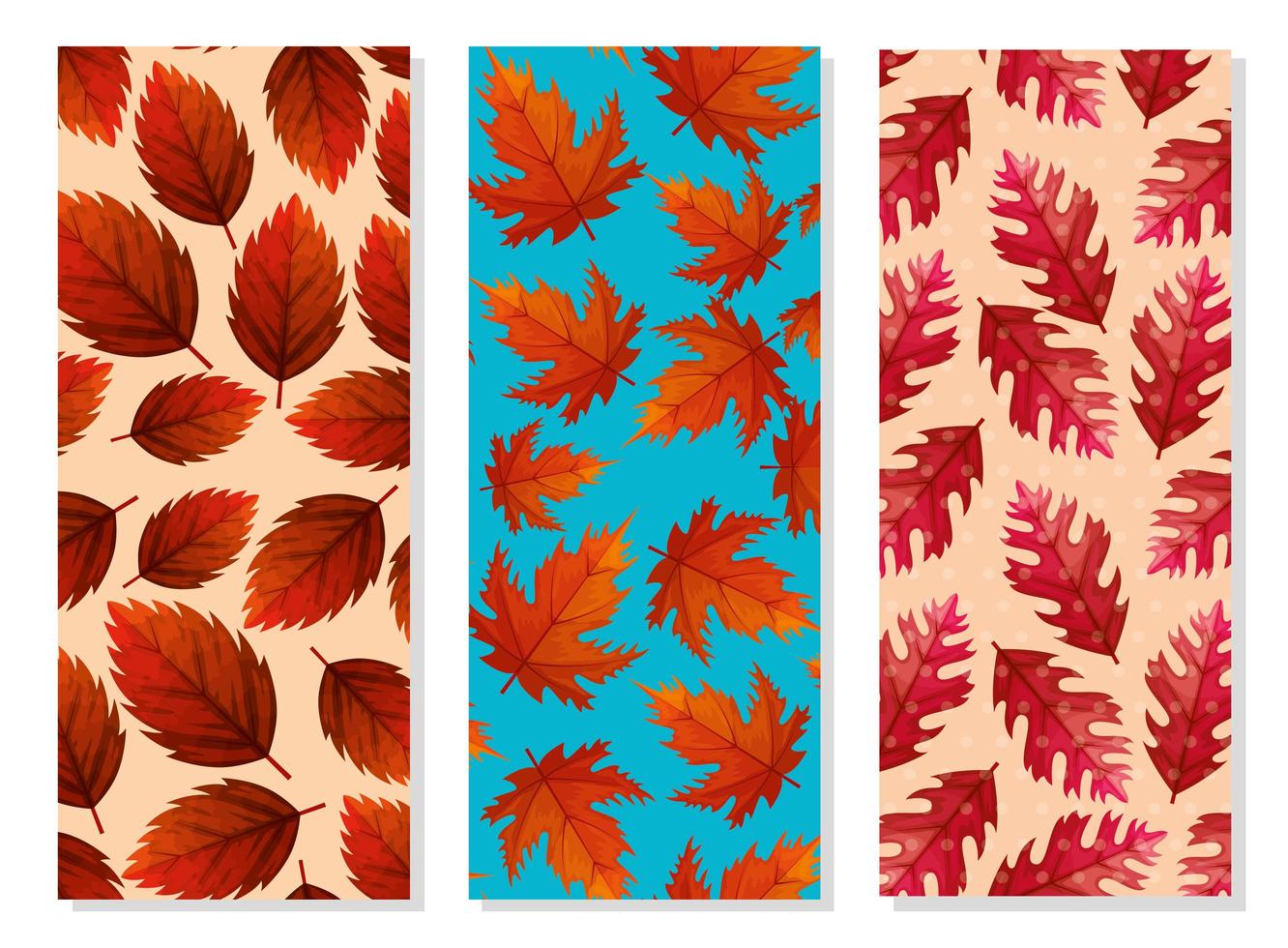set of backgrounds of leafs naturals vector