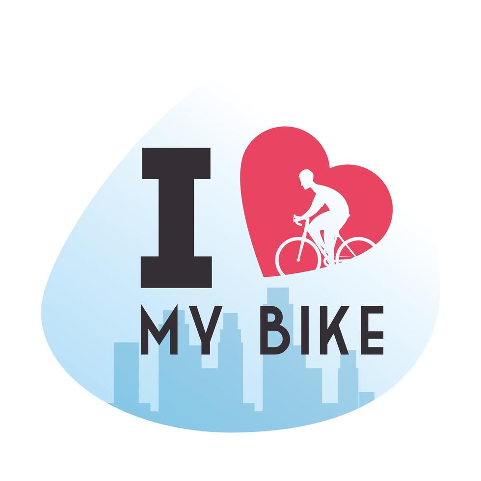 poster with i love my bike sign vector