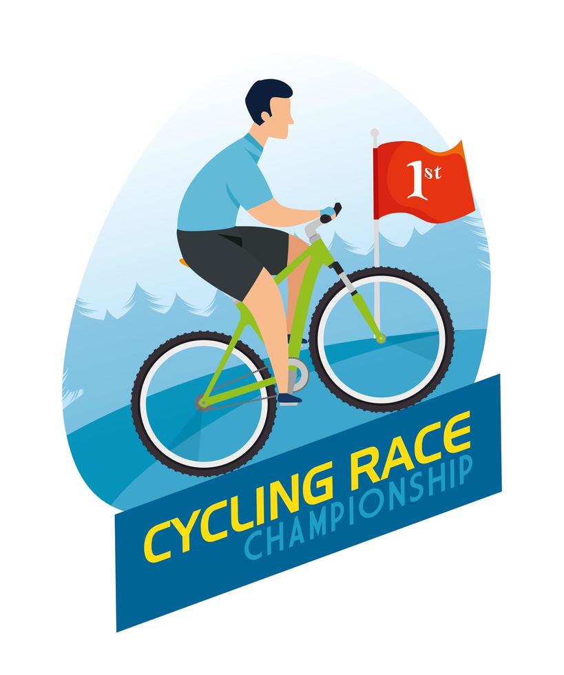 cycling race championship poster with man in bike vector