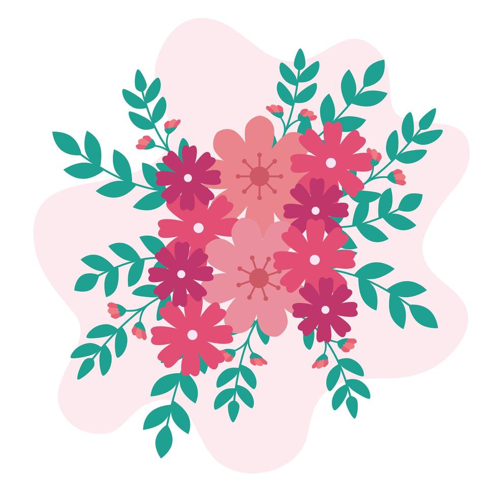 cute decoration of flowers with branches and leafs 2700567 Vector Art ...