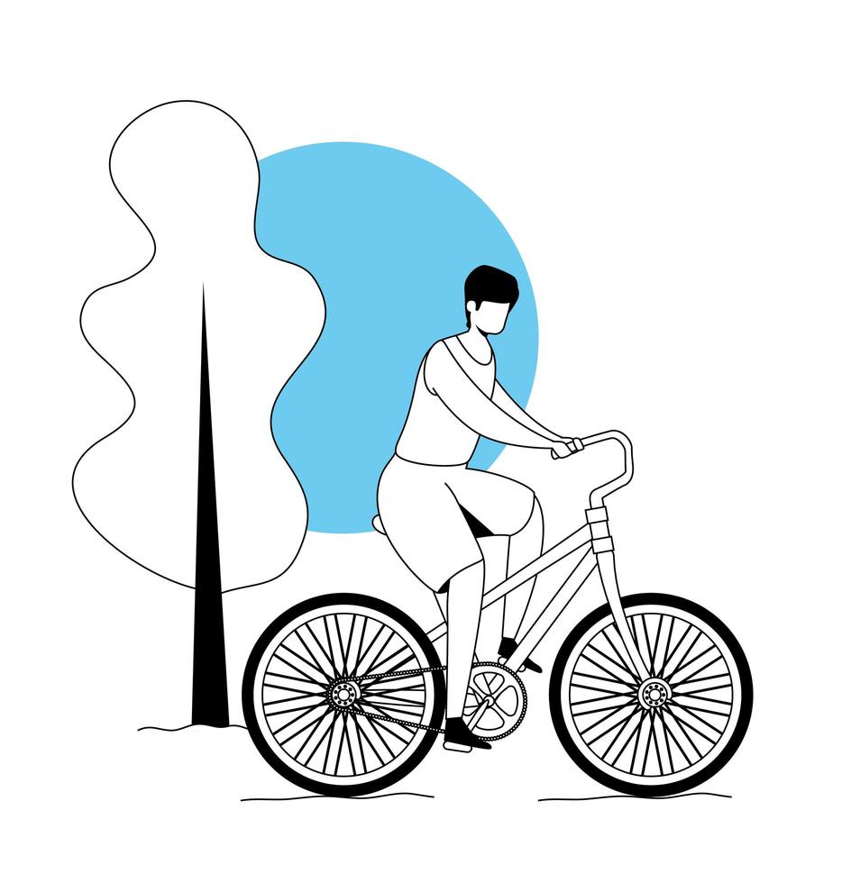 man riding bicycle in park landscape vector