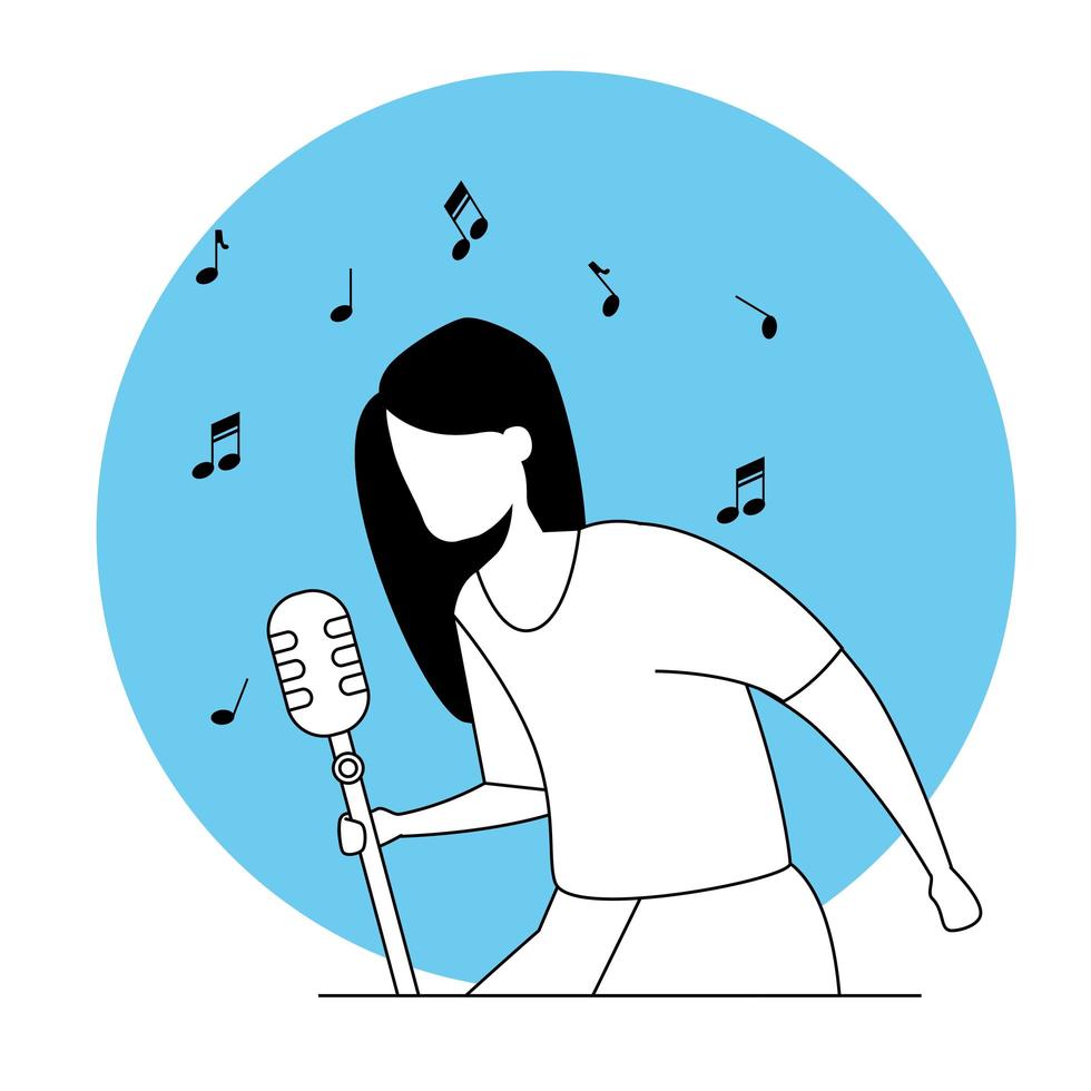 woman singing avatar character icons vector