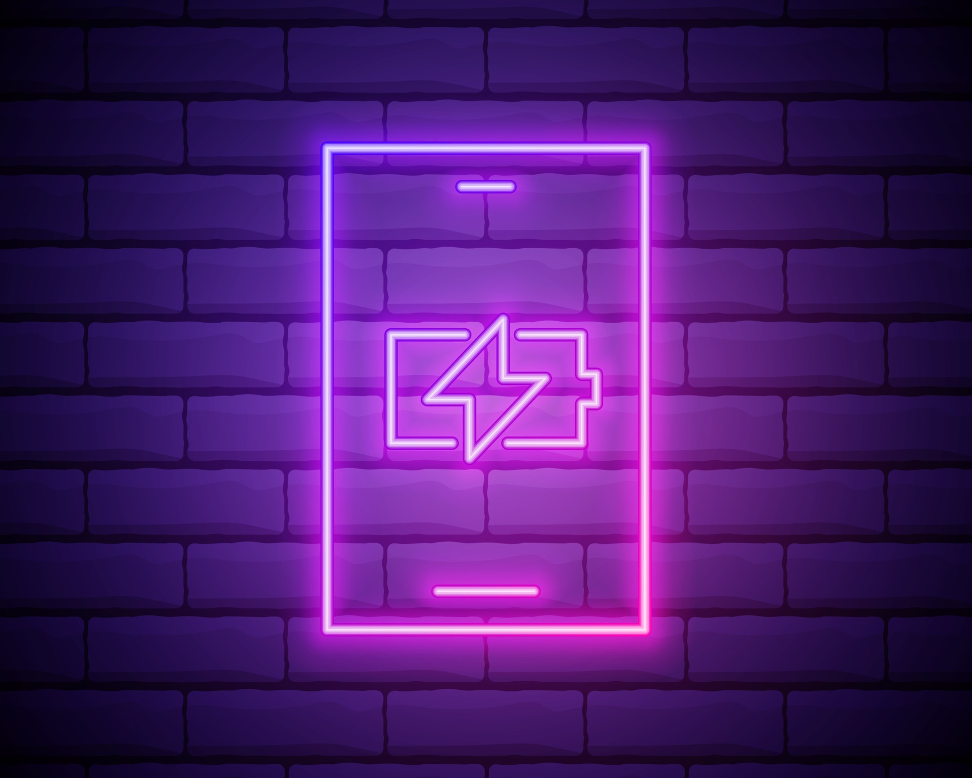 Glowing neon Smartphone charging battery icon isolated on brick wall background. Phone with a low battery charge. Vector Illustration 2700702 Vector Art at Vecteezy Glowing neon Smartphone charging battery icon isolated on brick wall background. Phone with a low battery charge. Vector Illustration 2700702 Vector Art at Vecteezy