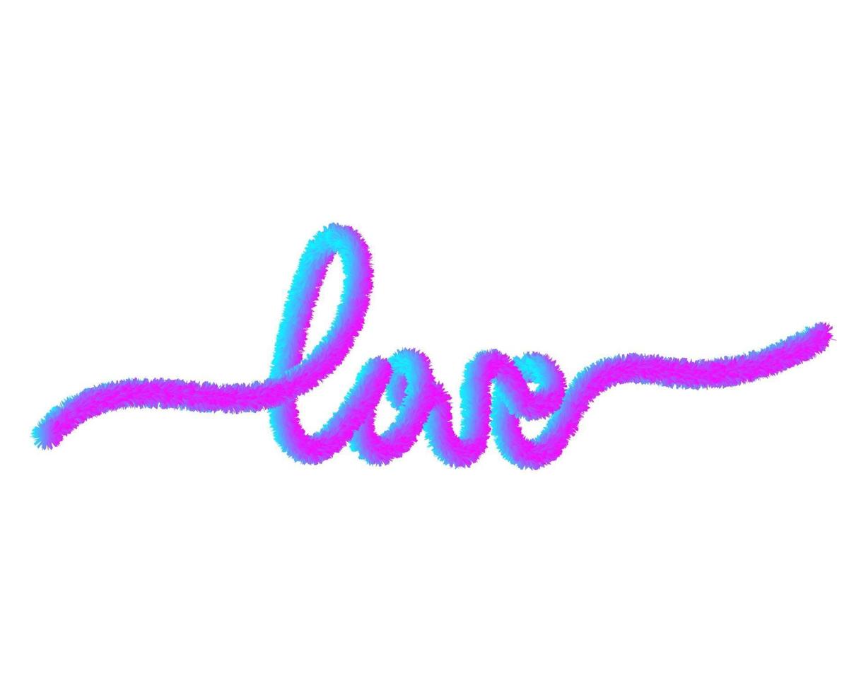 hermoso fondo de tipografía esponjosa con la palabra amor dibujado a mano. caligrafía moderna de nuestro vector hecho a mano