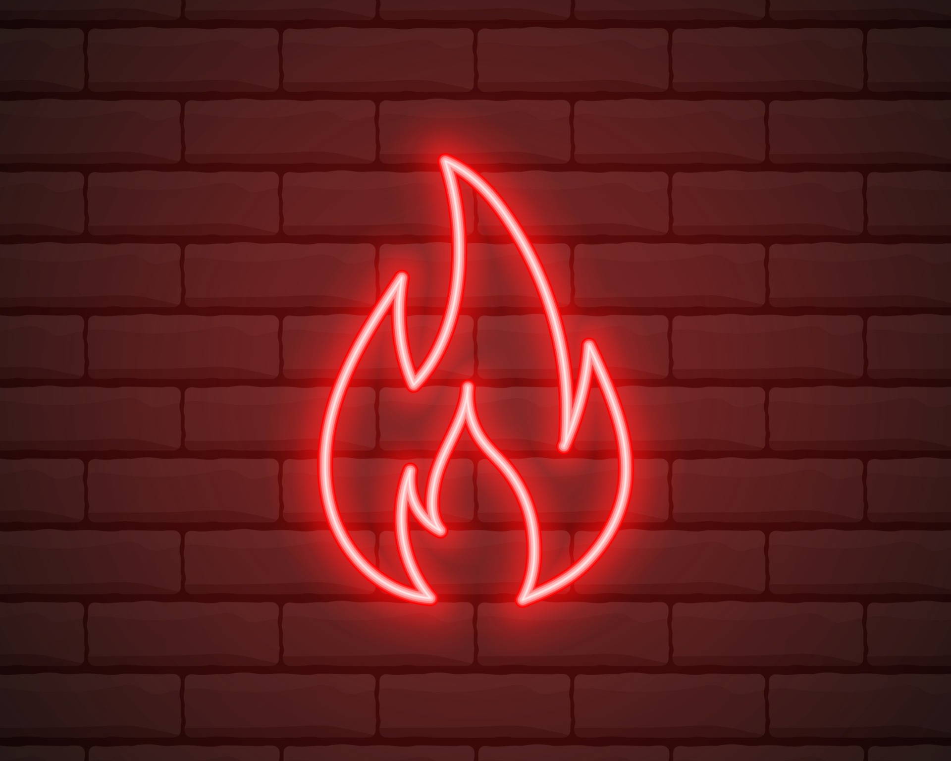 Neon fire icon. Elements in neon style icons. Simple neon flame icon