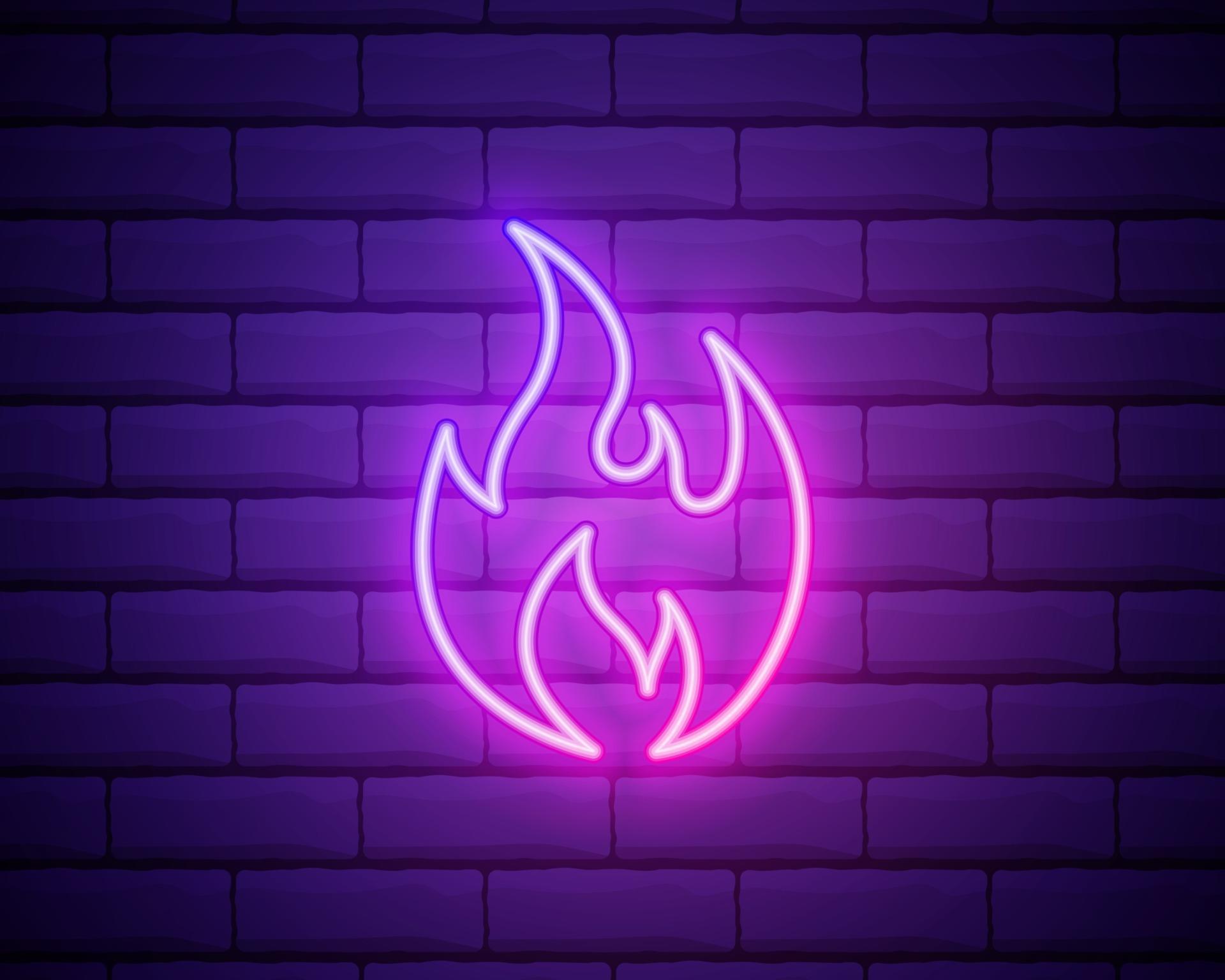 Neon Fire Icon Elements In Neon Style Icons Simple Neon Flame Icon