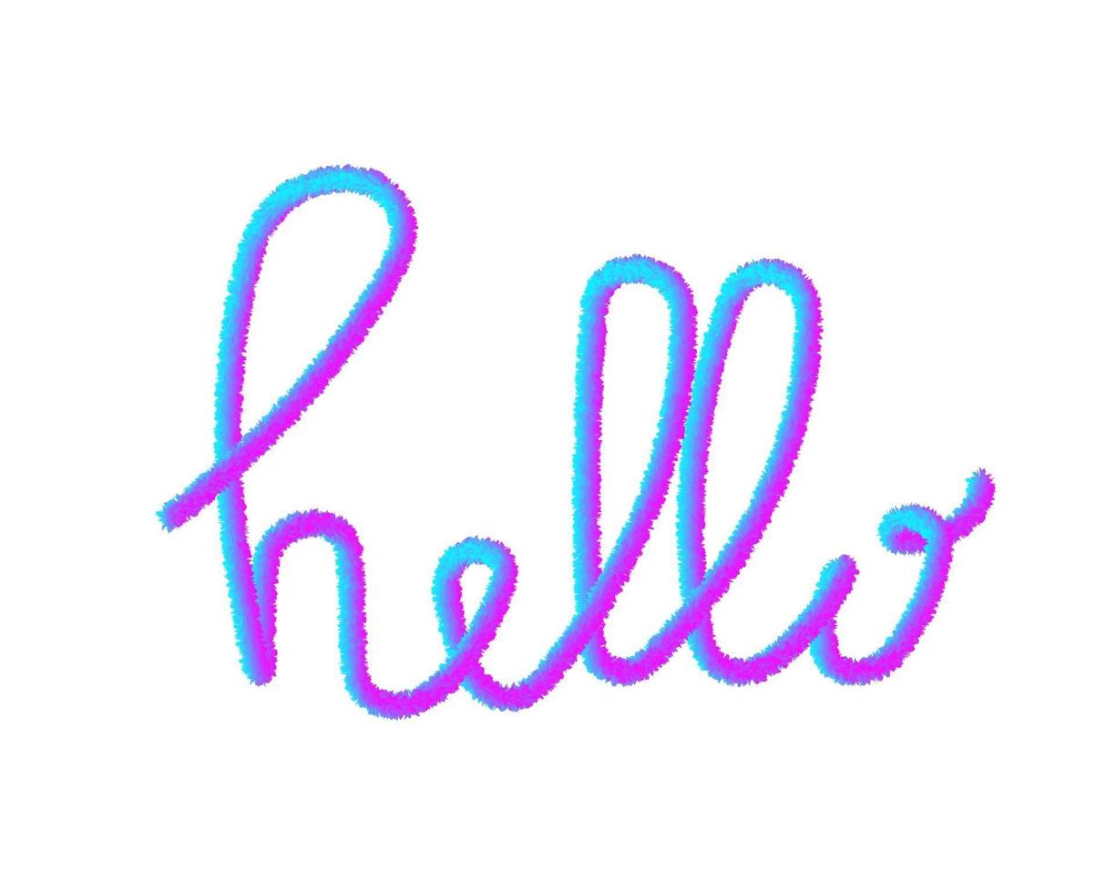 Hello fur 3d word hand lettering vector greetings elements for cards, banners, posters, scrapbooking, pillow, cups and clothes design. Fluffy effect isolated on white background