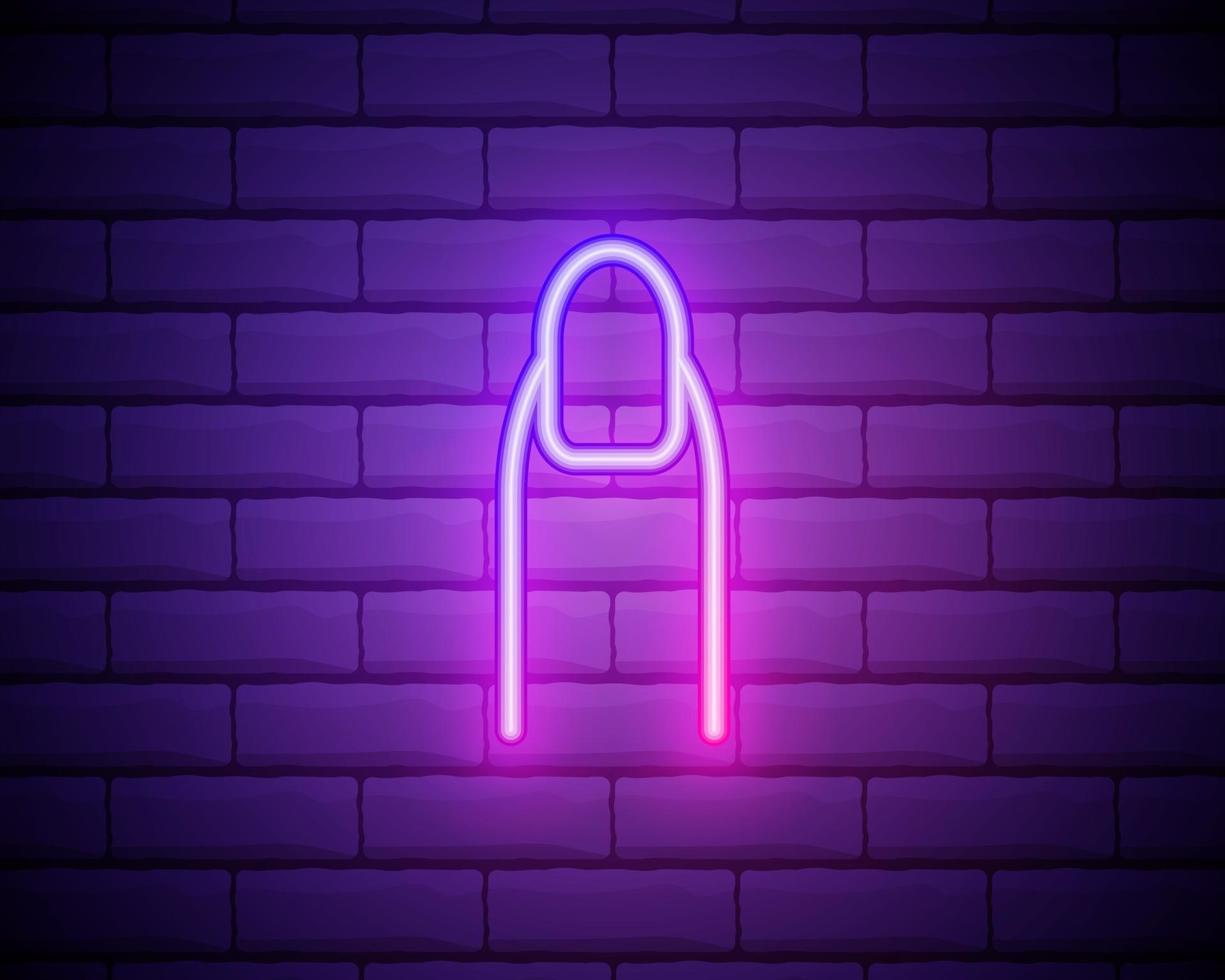 nail icon. Elements of Beauty, make up, cosmetics in neon style icons. Simple icon for websites, web design, mobile app, info graphics isolated on brick wall vector