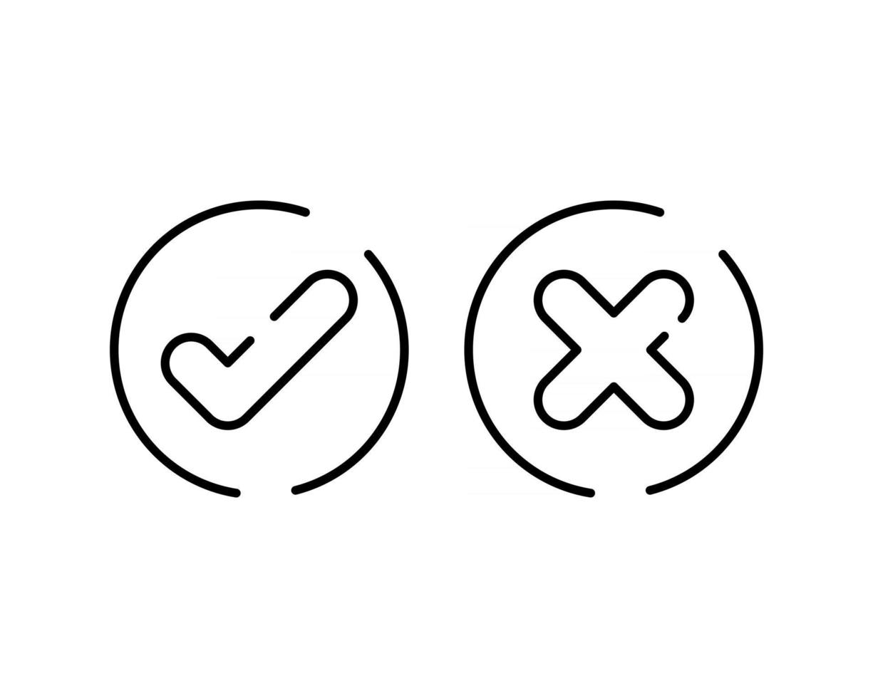 Check mark and Cross icon, symbol and vector,Can be used for web, print and mobile vector