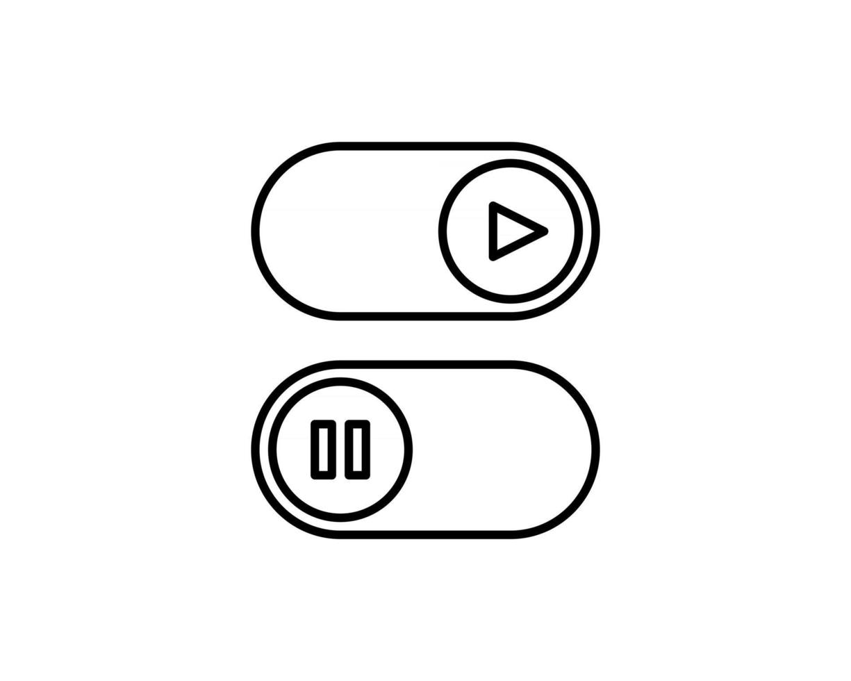 Reproducir y detener la ilustración de vector de icono de contorno de botón. Interruptor de botones con símbolos de reproducción y pausa. Eps10. aislado en blanco