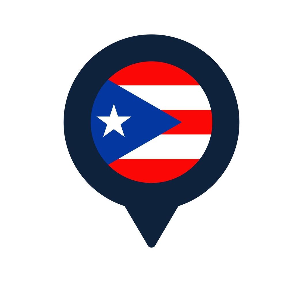 Puerto Rico icono de puntero de mapa y bandera. diseño de vector de icono de ubicación de bandera nacional, pin de localizador gps. ilustración vectorial