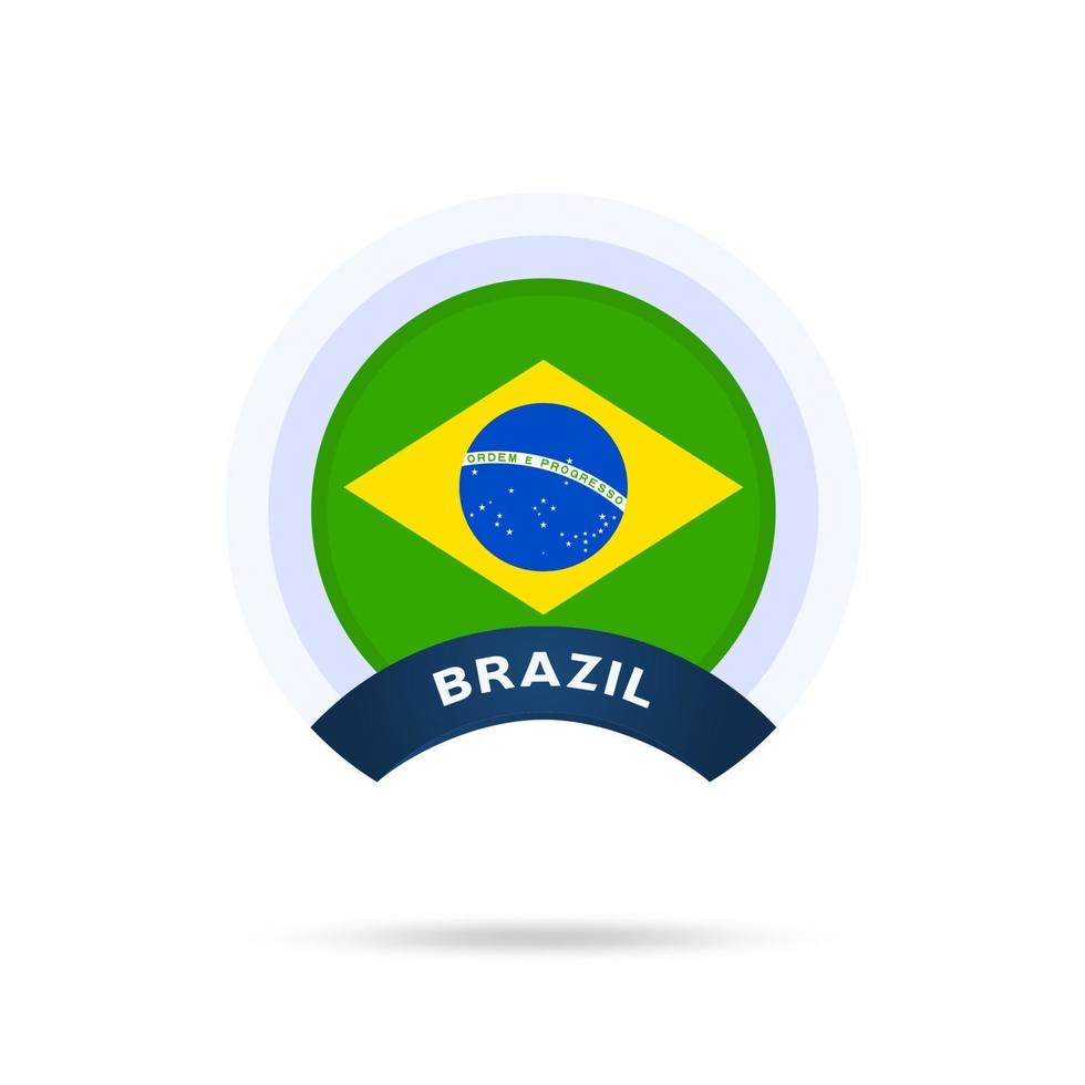 brazil national flag Circle button Icon. Simple flag, official colors and proportion correctly. Flat vector illustration.